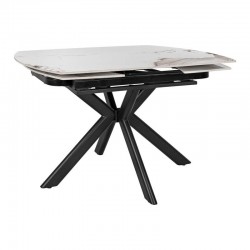 ΤΡΑΠΕΖΙ ΤΡΑΠΕΖΑΡΙΑΣ ΕΠΕΚΤΕΙΝΟΜΕΝΟ Fylliana "Armonia" ΜΕ ΛΕΥΚΗ ΚΕΡΑΜΙΚΗ ΕΠΙΦΑΝΕΙΑ ΚΑΙ ΜΕΤΑΛΛΙΚΑ ΠΟΔΙΑ 120-180x90x75εκ