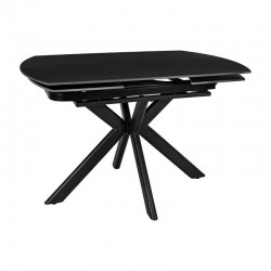 ΤΡΑΠΕΖΙ ΤΡΑΠΕΖΑΡΙΑΣ ΕΠΕΚΤΕΙΝΟΜΕΝΟ Fylliana "Armonia" ΜΕ ΜΑΥΡΗ ΚΕΡΑΜΙΚΗ ΕΠΙΦΑΝΕΙΑ ΚΑΙ ΜΕΤΑΛΛΙΚΑ ΠΟΔΙΑ 120-180x90x75εκ