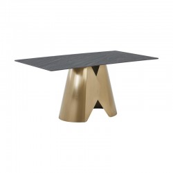 ΤΡΑΠΕΖΙ ΤΡΑΠΕΖΑΡΙΑΣ Fylliana FL0053 ΜΕ ΓΚΡΙ ΚΕΡΑΜΙΚΗ ΕΠΙΦΑΝΕΙΑ ΜΕ ΜΕΤΑΛΛΙΚΑ ΠΟΔΙΑ ΧΡΥΣΟ ΧΡΩΜΑ 160x90x75εκ