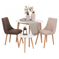 ΤΡΑΠΕΖΙ ΤΡΑΠΕΖΑΡΙΑΣ Fylliana ΜΑΧ S ΛΕΥΚΟ ΣΤΡΟΓΓΥΛΟ 90x75εκ