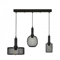 ΤΡΙΦΩΤΟ ΜΕΤΑΛΛΙΚΟ ΦΩΤΙΣΤΙΚΟ ΟΡΟΦΗΣ ΣΕ ΡΑΓΑ Fylliana ΜΕ ΚΑΠΕΛΟ ΠΛΕΓΜΑ ΜΑΥΡΟ ΧΡΩΜΑ Ε27